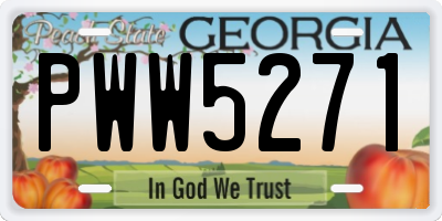 GA license plate PWW5271
