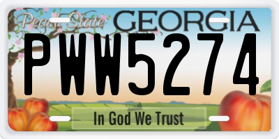 GA license plate PWW5274