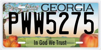 GA license plate PWW5275
