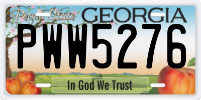 GA license plate PWW5276