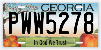 GA license plate PWW5278