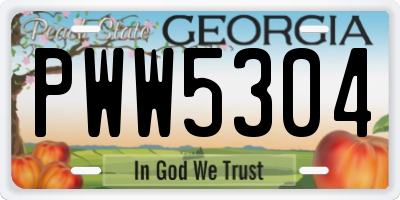 GA license plate PWW5304