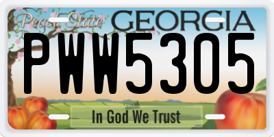 GA license plate PWW5305
