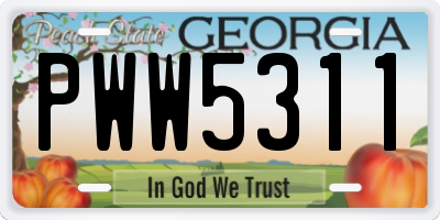 GA license plate PWW5311
