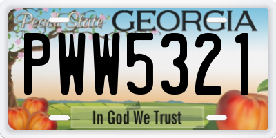 GA license plate PWW5321