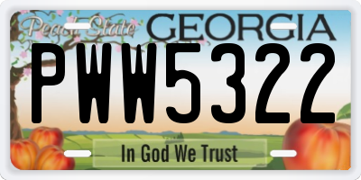 GA license plate PWW5322