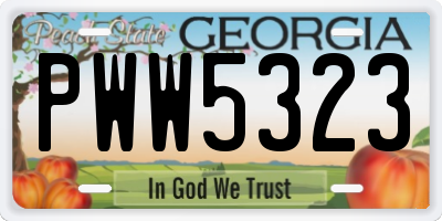 GA license plate PWW5323