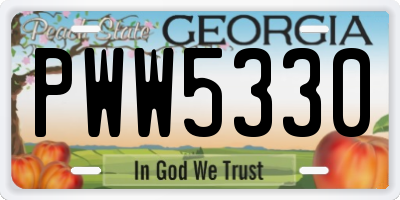 GA license plate PWW5330