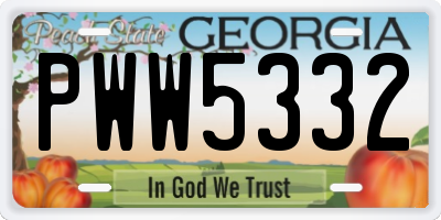 GA license plate PWW5332