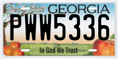 GA license plate PWW5336