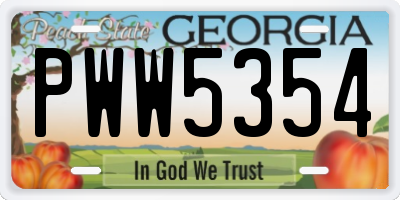 GA license plate PWW5354