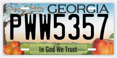 GA license plate PWW5357