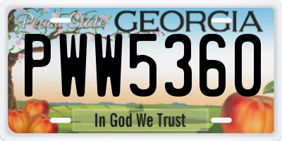 GA license plate PWW5360