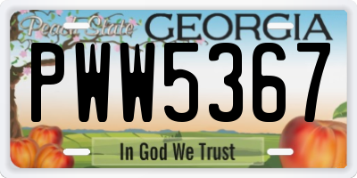 GA license plate PWW5367