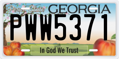 GA license plate PWW5371