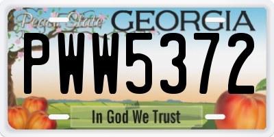 GA license plate PWW5372