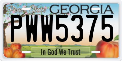 GA license plate PWW5375