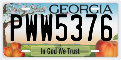 GA license plate PWW5376