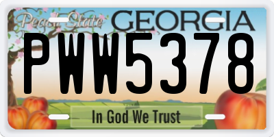 GA license plate PWW5378
