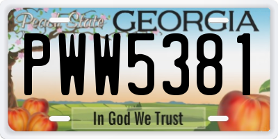 GA license plate PWW5381