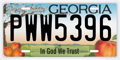 GA license plate PWW5396