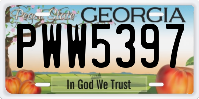 GA license plate PWW5397