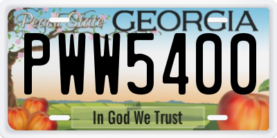GA license plate PWW5400