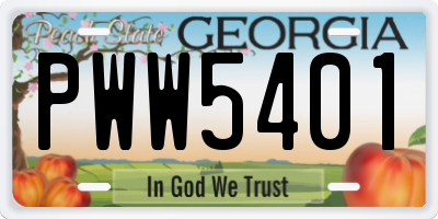 GA license plate PWW5401