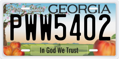 GA license plate PWW5402