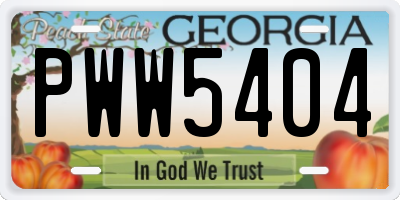 GA license plate PWW5404