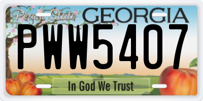 GA license plate PWW5407