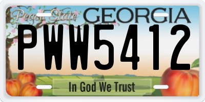 GA license plate PWW5412