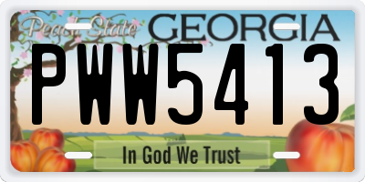 GA license plate PWW5413