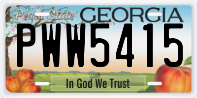 GA license plate PWW5415