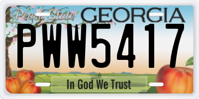 GA license plate PWW5417