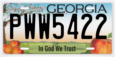 GA license plate PWW5422