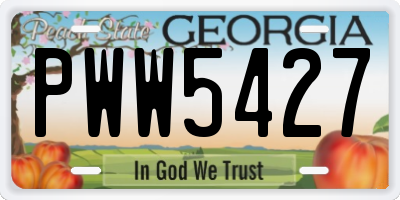 GA license plate PWW5427