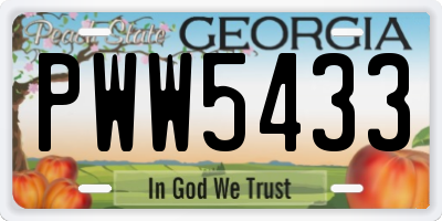 GA license plate PWW5433