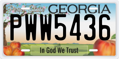 GA license plate PWW5436