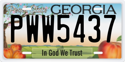 GA license plate PWW5437