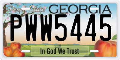 GA license plate PWW5445