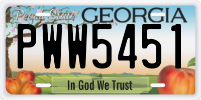 GA license plate PWW5451