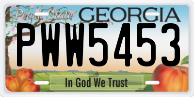 GA license plate PWW5453