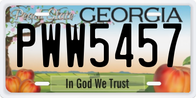 GA license plate PWW5457
