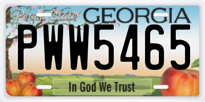 GA license plate PWW5465