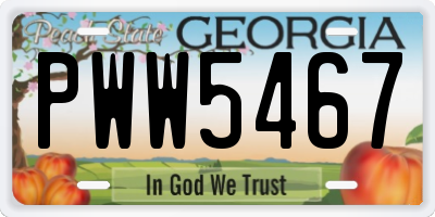 GA license plate PWW5467