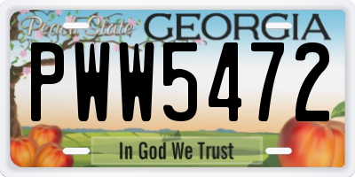 GA license plate PWW5472