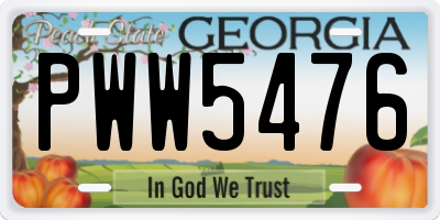 GA license plate PWW5476
