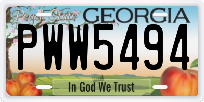 GA license plate PWW5494