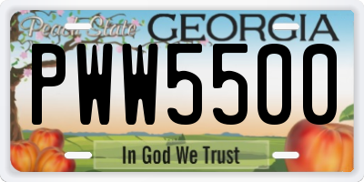GA license plate PWW5500